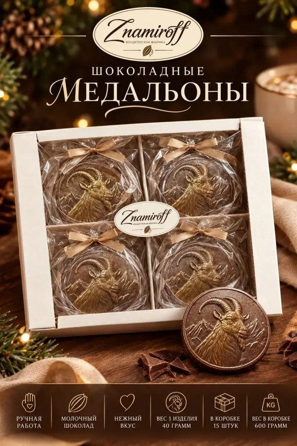 №1 Фигурный шоколад Медальоны Козлики(15шт по 40г) в Ивантеевке